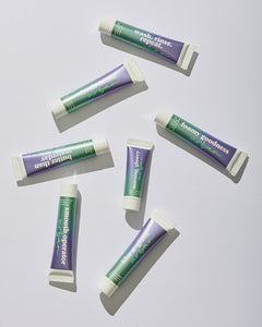 All seven comsetic tubes of Urban set in color indigo green by In Any Case